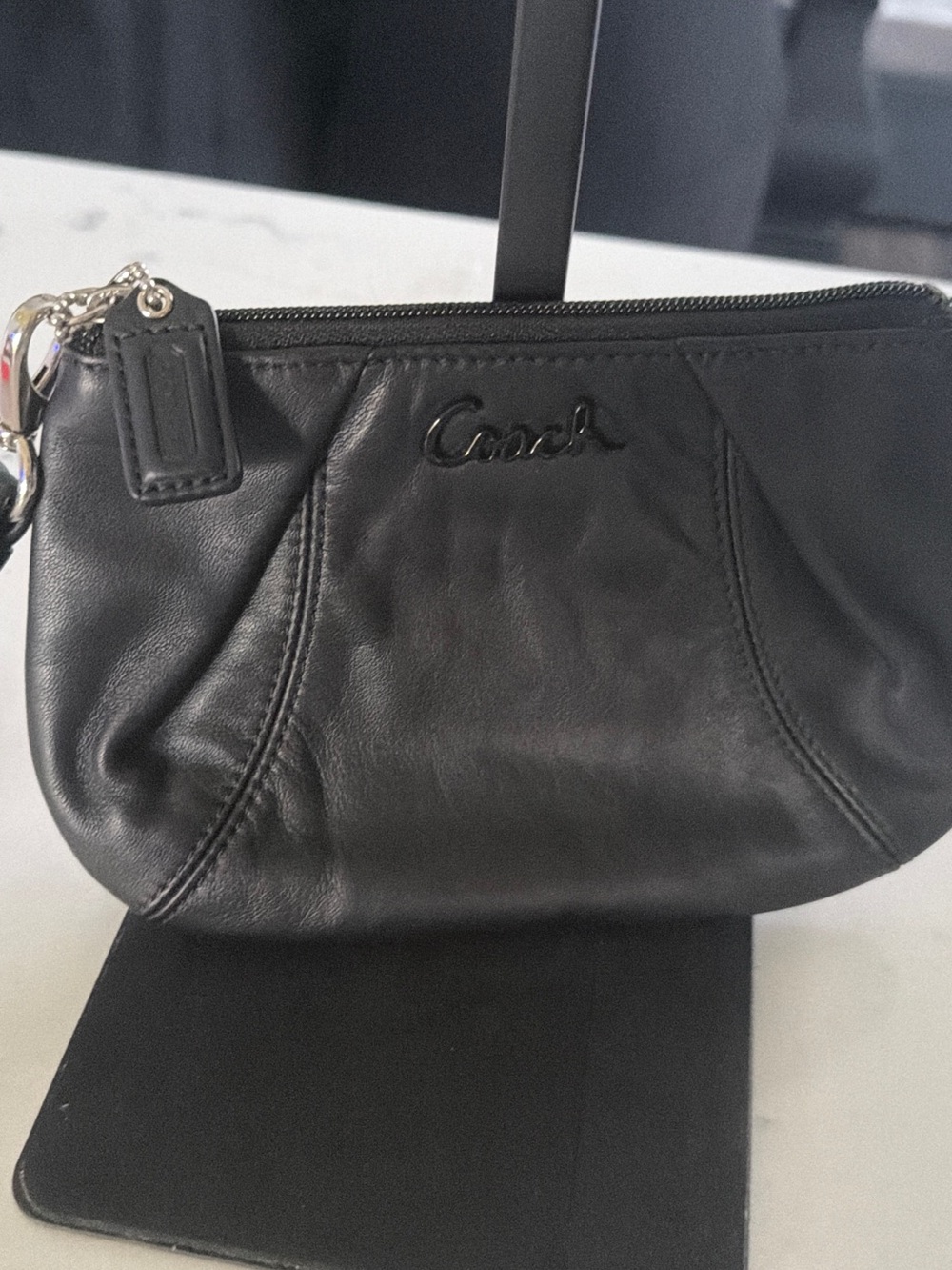 Coach Black Leather Wristlet